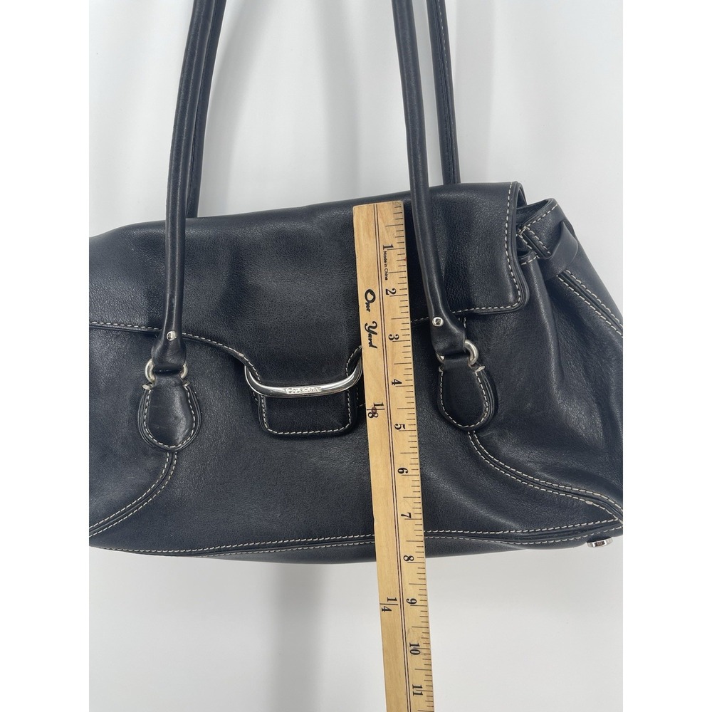 Cole Haan Black Leather Shoulder Bag Contrast Stitch Silver Hardware Women's - Picture 10 of 10